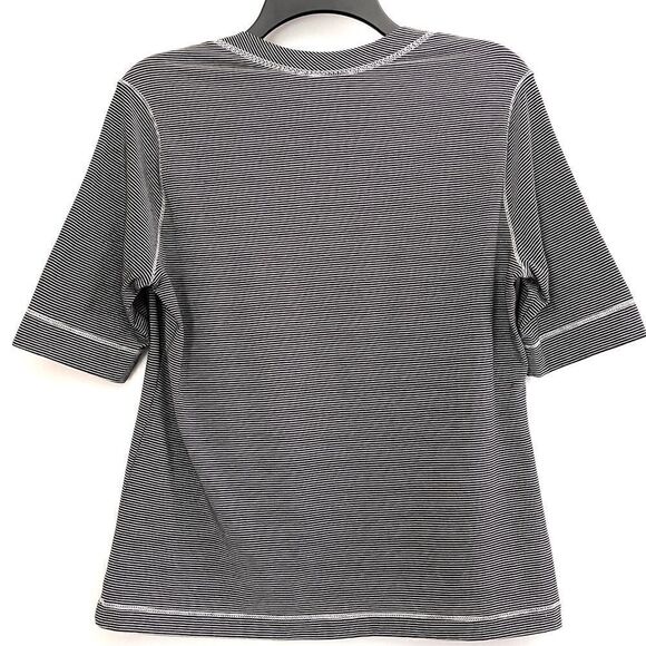 Loft Black and White Striped Babydoll Top Size L - Picture 2 of 5